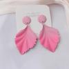 Trendy Gradient Metal Colorful Leaves Pendants Earrings for Women Exaggerated Metal Geometric Bohemia Long Drop Earring Rock