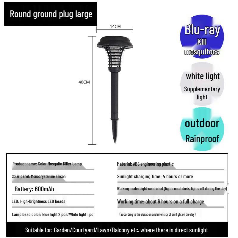 Outdoor Solar Mosquito Killer Lamp: Waterproof Electric Shock Mosquito Repellent for Garden Courtyard.