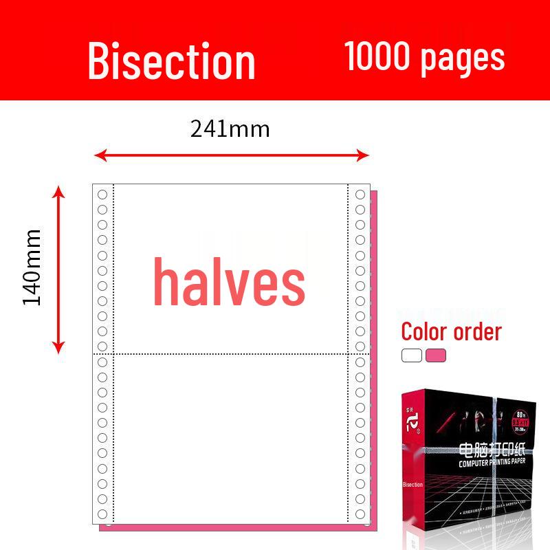 Pinfeed Computer Print Paper: Available in 1 to 5 parts, 241 vouchers, with options for two or three equal parts.