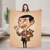 Mr. Beans  Teddy Bear  Blankets Fleece Spring/Autumn Cartoon Multifunction Soft Throw Blanket For Bedding Travel Bedding Throws