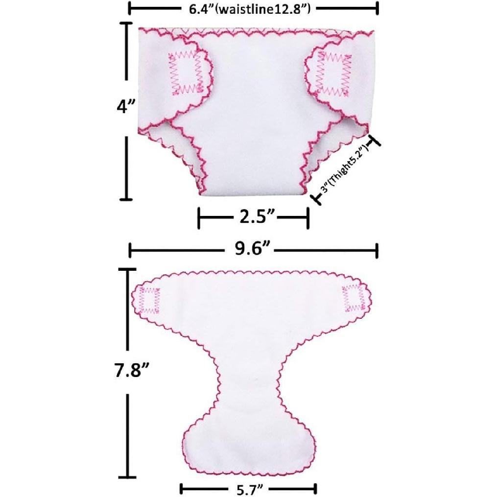 DC-BEAUTIFUL 4 Pcs Diapers, Underwear and 2 Pcs Bibs for 14-18 Inch Baby Dolls, Suitable for Infant Baby Girls Boys
