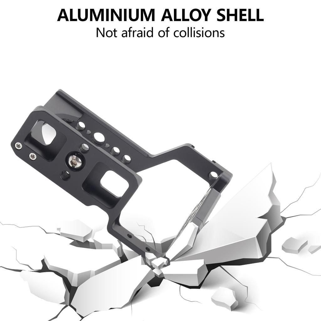 Metal Camera Cage for Sony ZVE10 Cameras Vertical Shooting Quick Release Plate with Handle Grip Threaded Holes