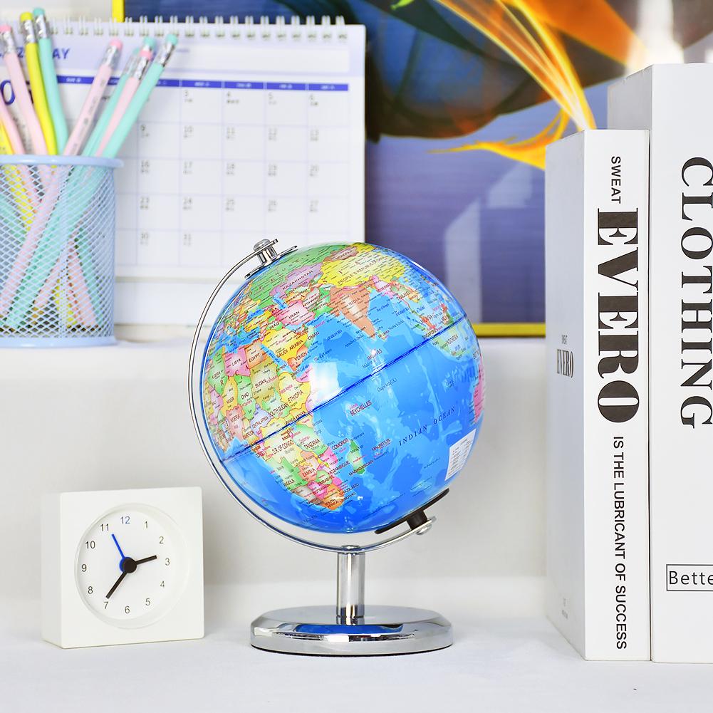 14CM Metal Frame Plastic Geography Education Globe Earth World Map Globe Light Lamp for Decor Kids Teaching Tool