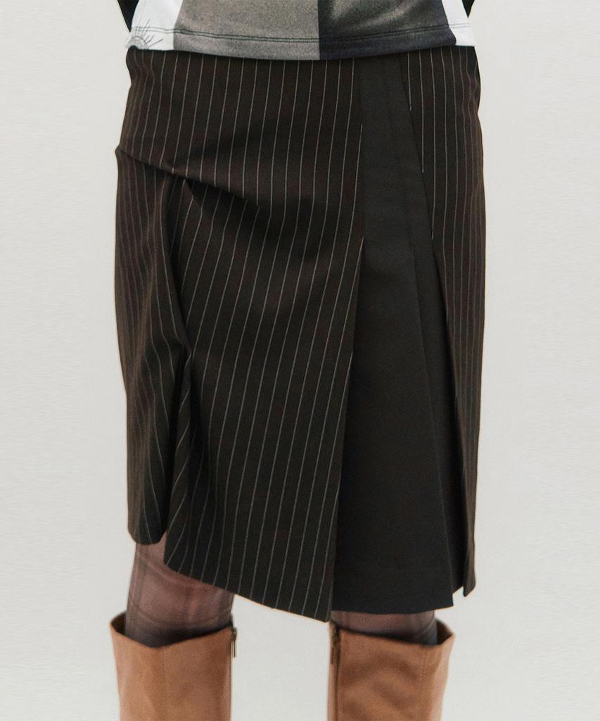 Kimjisu Dozi - Pinched Stripe Skirt _ Brown