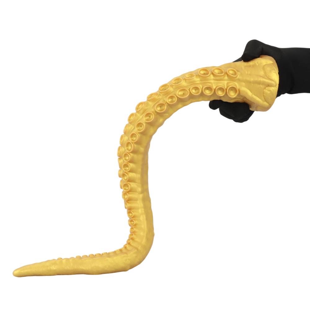 Golden Octopus Tentacle Anal Plug & Whip - Soft Dilator & Female Masturbator Toy