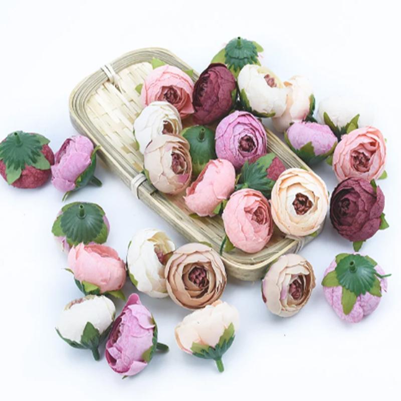10pcs Artificial Flowers for Home Decoration Fake Plastic Flowers Christmas Garlands DIY Gifts Scrapbooking Silk Tea Roses