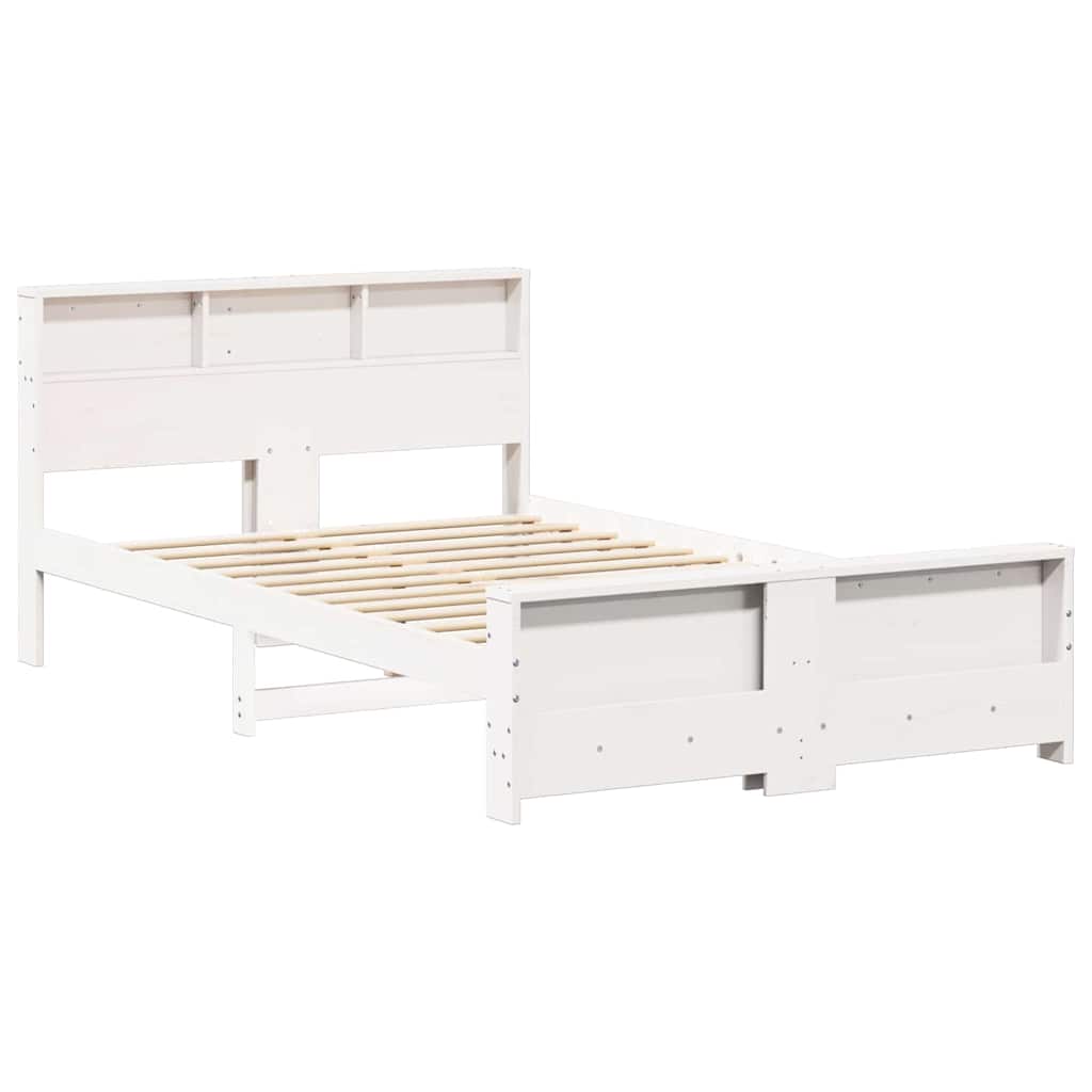 White Bed Frame with Headboard 120 x 190 cm Wood Based Material