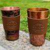 Tazza da Caffè in Rame Puro, Artigianale con Texture Retrò 350ml Moscow Mule con Tazza Tumbler in Pelle, Tazza da Tè Acqua Vintage Stoviglie