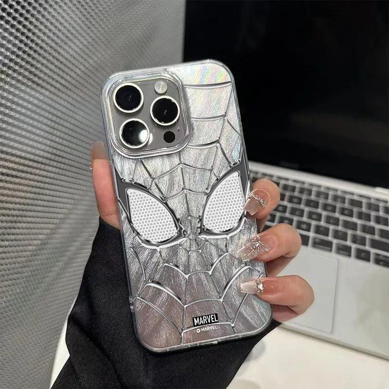 Silver Spider-Man Phone Case for iPhone 15 Pro Max, Shockproof Slim Matte Soft Cover, Comic Hero Protective Case with Silver Line Design