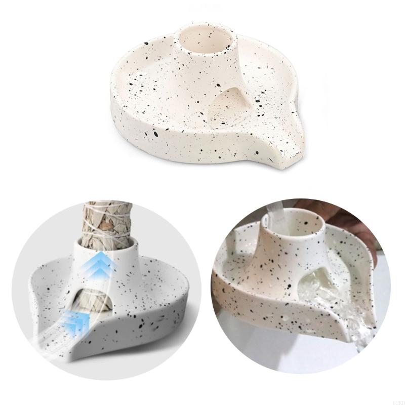 62KD Incenses Holder with Ashes Catcher Tray for Relaxation Ceramics Bowl