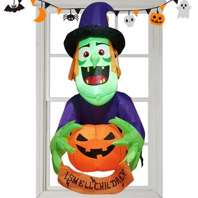 Halloween Inflatables Witch Decorations Outdoor Ornament Blow Up Witch Climbing Window Witch Model for Halloween Decoration