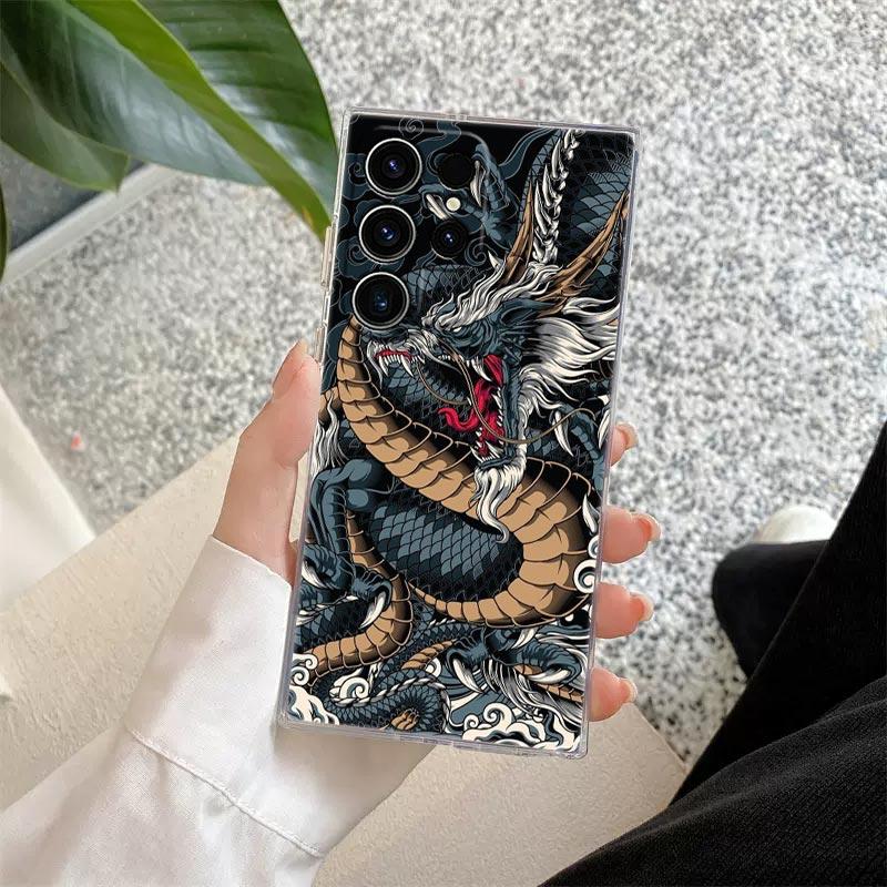 Japanische Kultur Wellen Drache Anime Klare Hülle Für Samsung Galaxy S26 S25 S24 S23 Ultra S20 S21 FE S22 Plus S26 Ultra Handyhülle