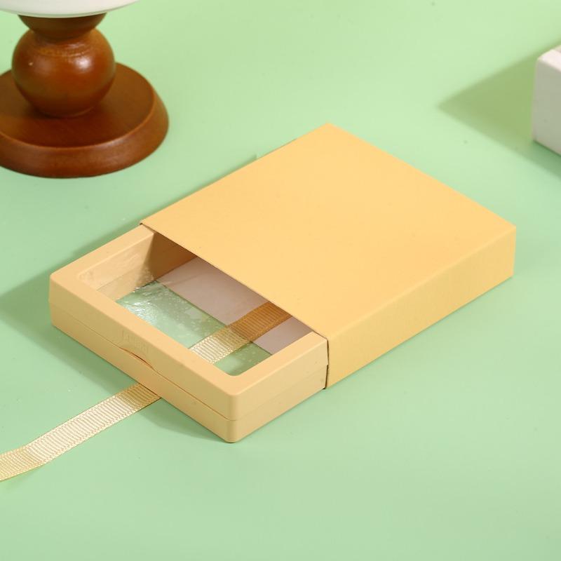 Necklace Ring Earing Bracelet StorageOrganizer Display Stand Solid Color Paper Gift Boxes Macaron Colored Packaging Gift Box PE Film Suspension Box