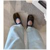Sheepskin niche suede soft sole pig's feet split-toed women's shoes French shallow mouth one-word buckle Mary Jane shoes women's flat shoes