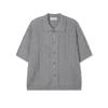 Apostrophe Comma Vertical Diamond Short Sleeve Collar Knit Cardigan_Black