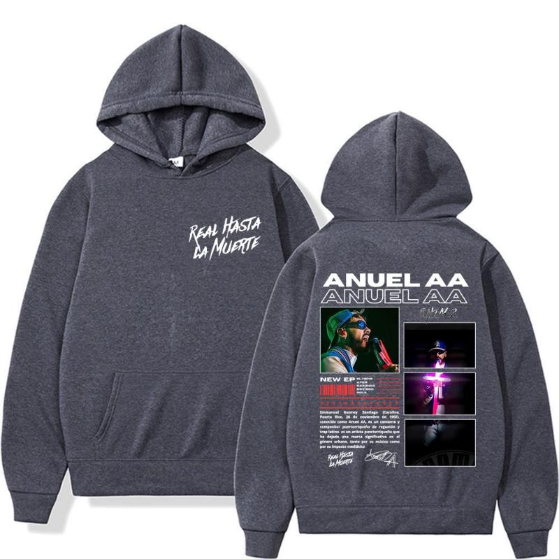 Rapper Anuel AA Rhlm 2 Album 2026 Merch Hoodies Herren Damen Hochwertiger Hoodie Oberteile Mode Vintage Hip Hop Popmusik Sweatshirts