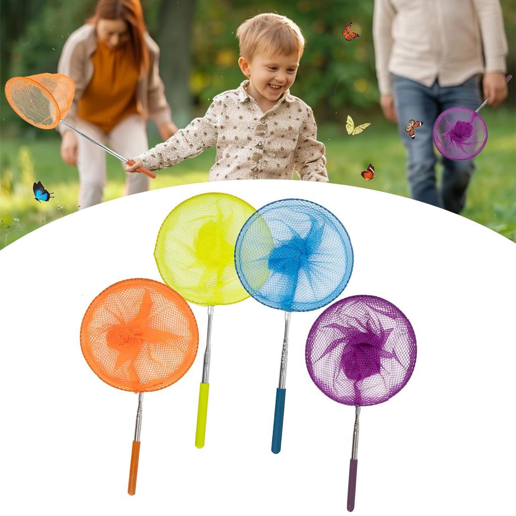 4pcs Children Telescopic Butterfly Fishing Net Retractable Fishing Net for Outdoor Bug and Fish Exploration