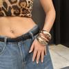3/4/6/8Pcs Chunky Exaggerated Cuff Bracelet Multilayer Smooth Bracelet Set  Female Lady Girl