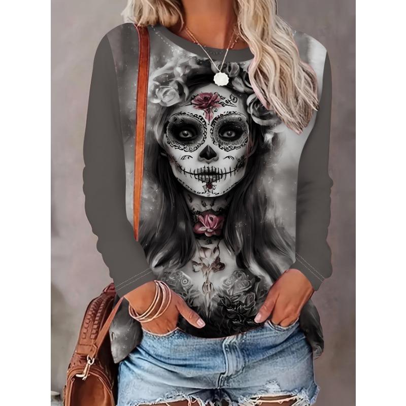 Sudadera de Halloween para Mujer Diseño Redondo Manga Larga Holgada Casual Otoño Gradiente Telaraña Divertido Estampado de Patrón Tops