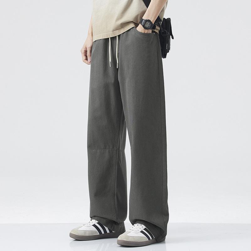 Spring and summer Lyocell Tencel American trend loose straight wide-leg pants men's retro casual pants men