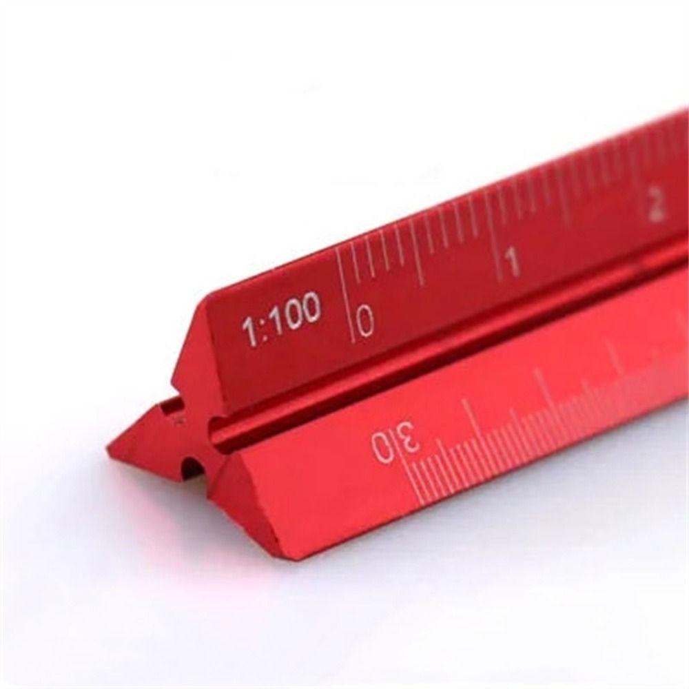 Multi-function Triangular Scale Ruler Smoothly Metal Ruler Students Measuring Ruler Stationery