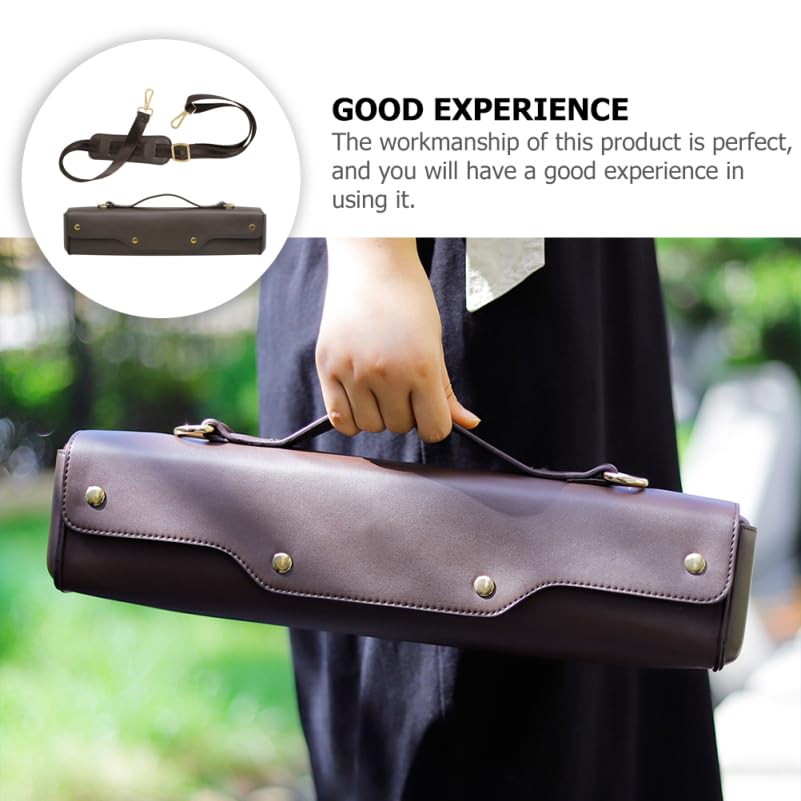 NOLITOY Flute Bag, 2-Way HandbagShoulder Bag, Stylish, Durable, and Portable, 44 x 10.2 x 6.8 cm, Coffee Color