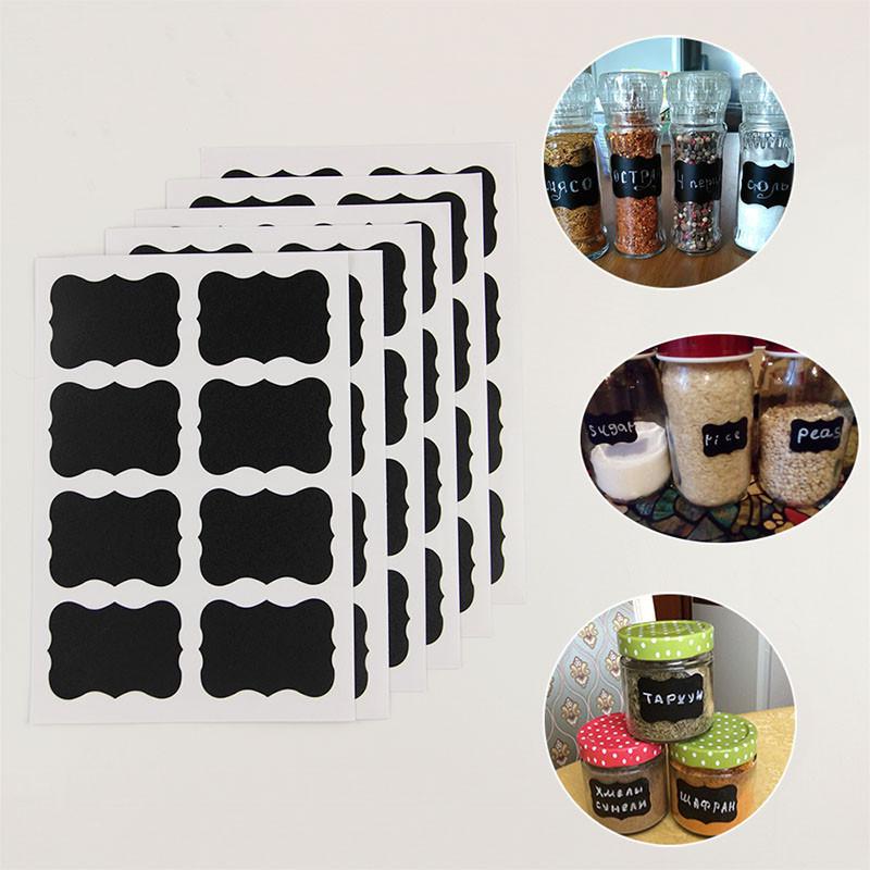 Waterproof Chalkboard Kitchen Spice Label Sticker Blackboard Stickers Home Jars Bottles Tags Blackboard Labels White Marker
