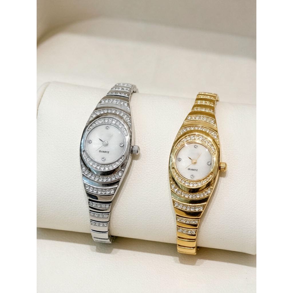 Modische kleine runde Armbanduhr mit Diamantenbesatz für Damen, elegante und raffinierte Damen-Armbanduhr