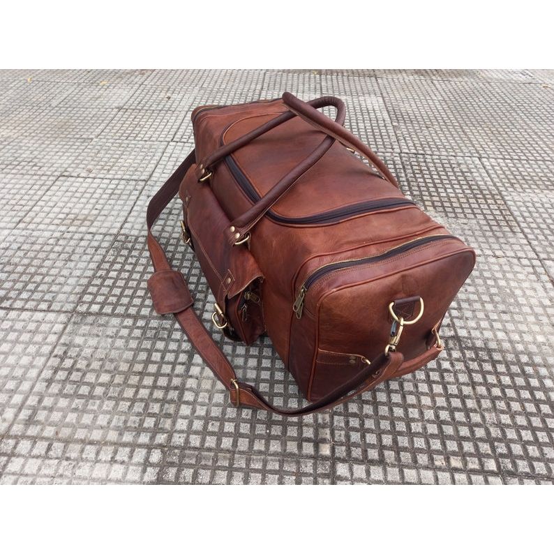 Handmade Leather Duffle Bag: Travel Weekender