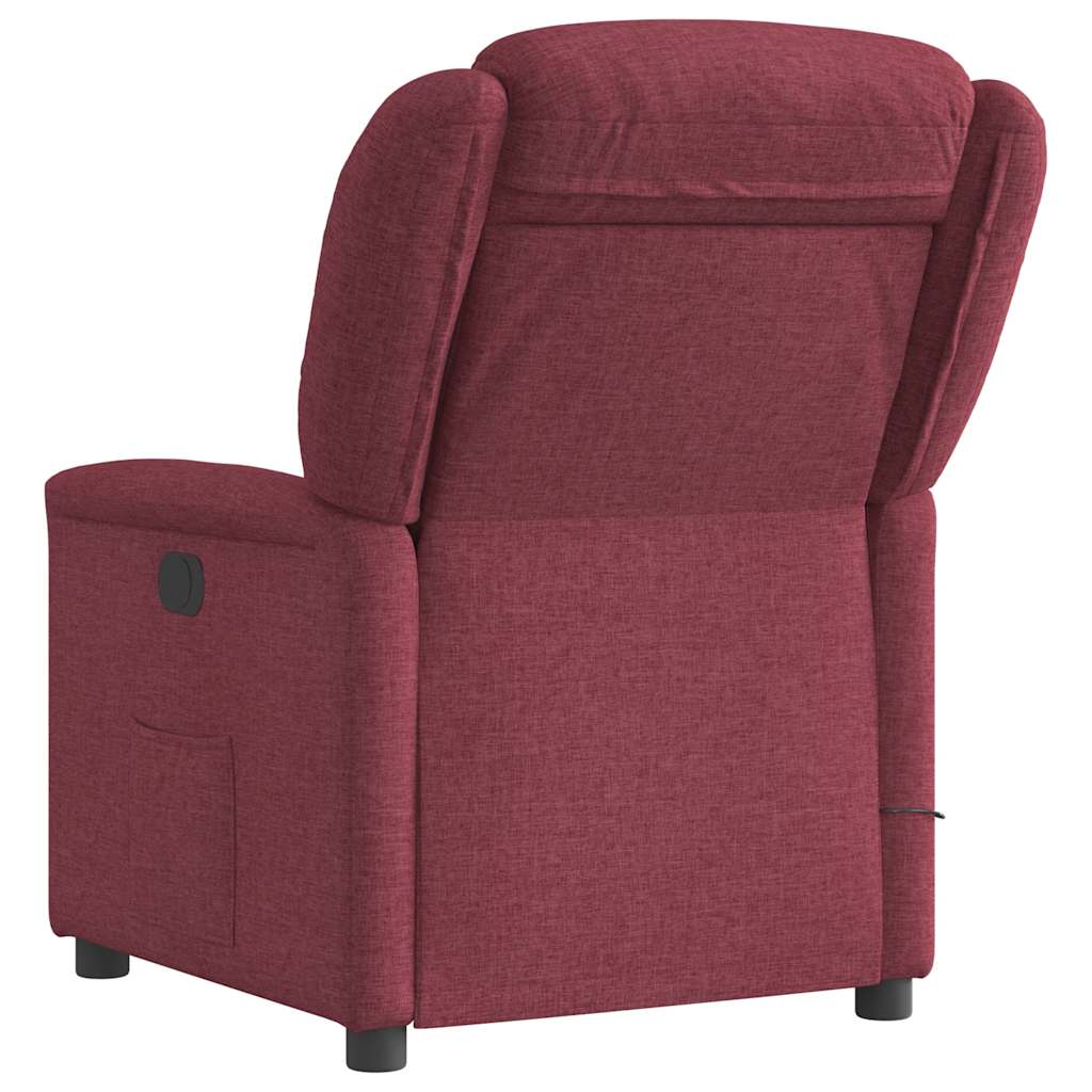 Foldable Massage Armchair, Electric, Wine Red, Fabric