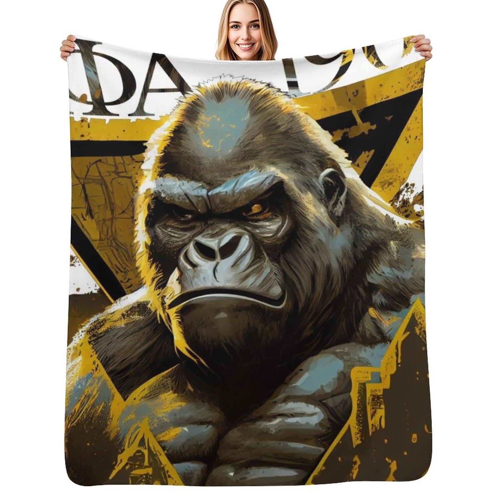 Alpha Phi Alpha - Abstract Gorilla Throw Blanket Decorative Soft Throw Blanket for Couch Sofa Size: 75*100cm, Weight: 230 GSM