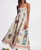 2026 Sexy European-American Style Graffiti Print Spaghetti Strap Wide Hem Dress