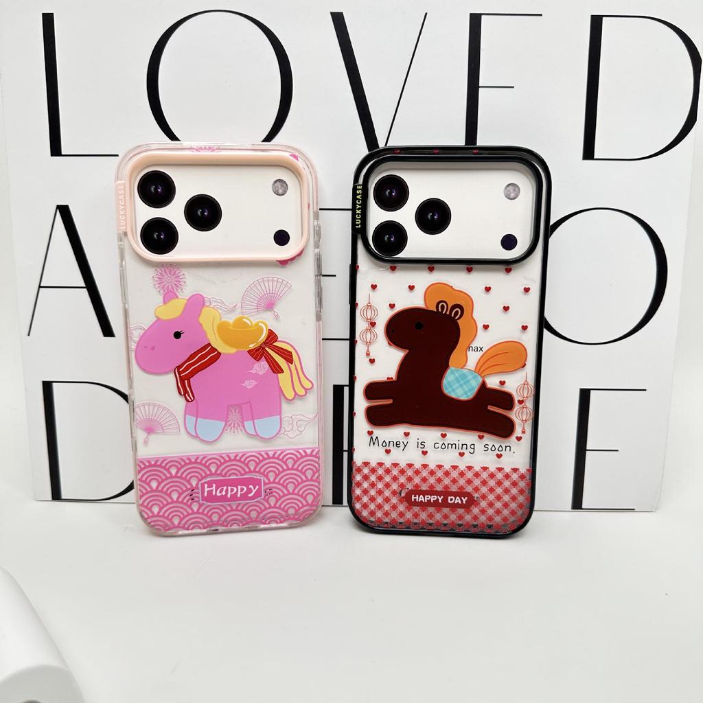 Trendy Energetic Cartoon Horse Case for iPhone 17 Pro Max/16 Pro - Anti-Fall Protection