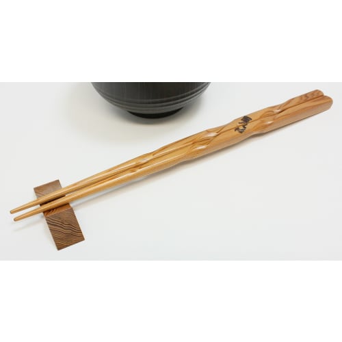 High-quality Yakusugi Japanese chopsticks, paired with chopstick rests, twisted, 23cm x 24cm