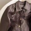 Haining Leather Women's Autumn New Thin Short Spring and Autumn Lapel Dopamine Leather Jacket Fashion Jacket