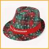 1pc Men'S Christmas Santa Hat with Plaid & Snowflake Patterns, Red/Green Tartan Design, Wide Brim & Poinsettia Bow - Festive Party Costume Accessory
