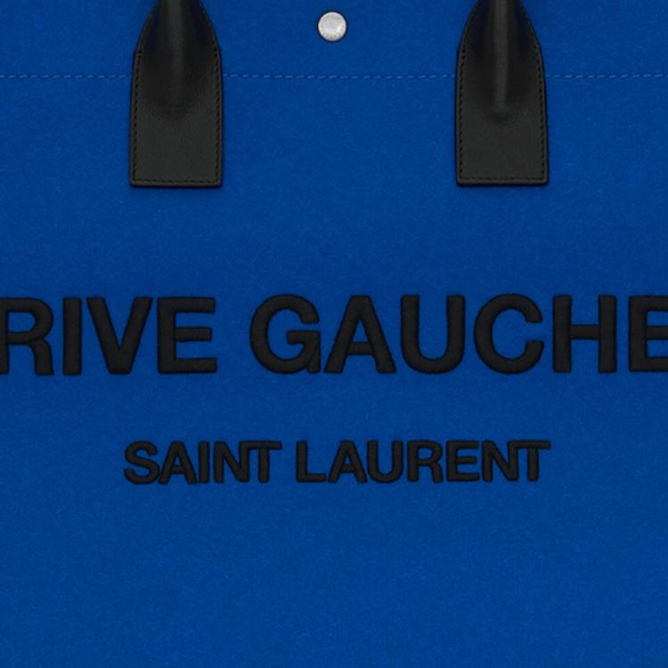 Saint Laurent YSL Rive Gauche Logo Strapless Felt And Leather Tote Bag Unisex Tote Bag Blue Black 509415-FHVPE-4363