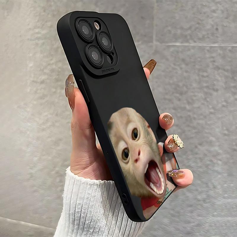 Cute Little Monkey Pattern Phone Case Suitable for iPhone 17 16 15 14 13 12 11 Pro/Max/Plus Anti Drop and Shockproof Back Cover