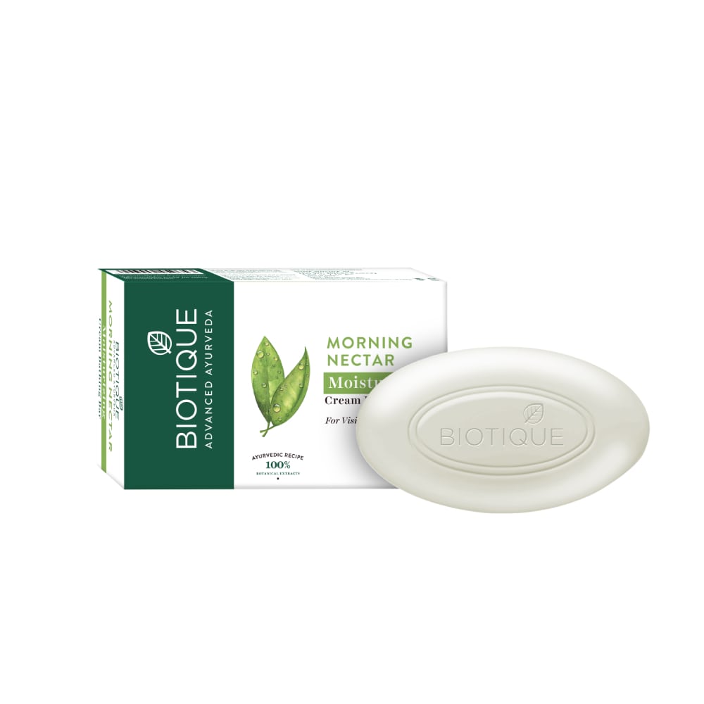 Biotique Morning Nectar Moisturizing Soap Bar With Almond Coconut Oil For Sensitive Skin Glowing Hydration 75g