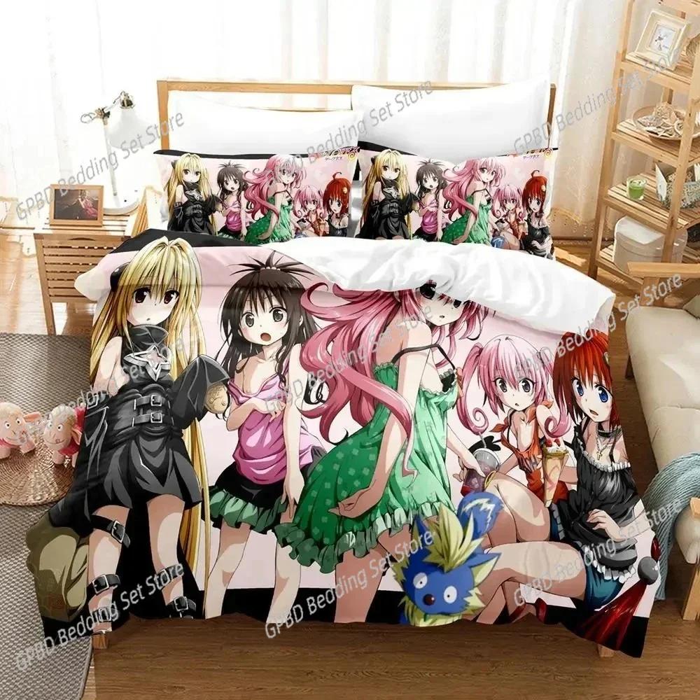 Luxury New 3D Print Anime Yami To LOVE-Ru Bedding Set Duvet Cover Bed Set Quilt Cover Pillowcase King Queen Size Boys Adult