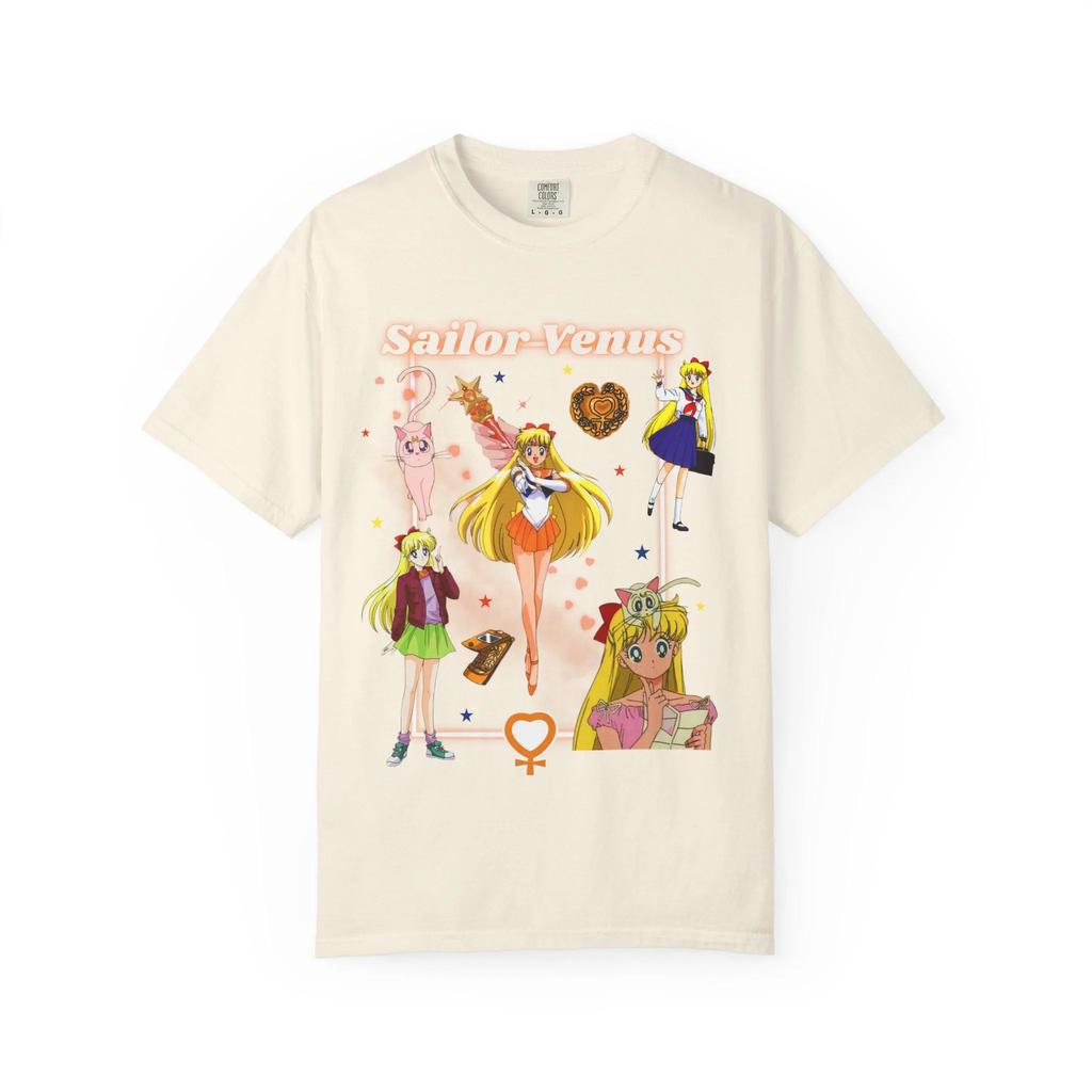Bequemes Sailor Venus Collage Anime Shirt Sailor Moon T-Shirt Artemis Zauberstäbe 2026 Neues Baumwoll Sommer Unisex und Damen T-Shirt
