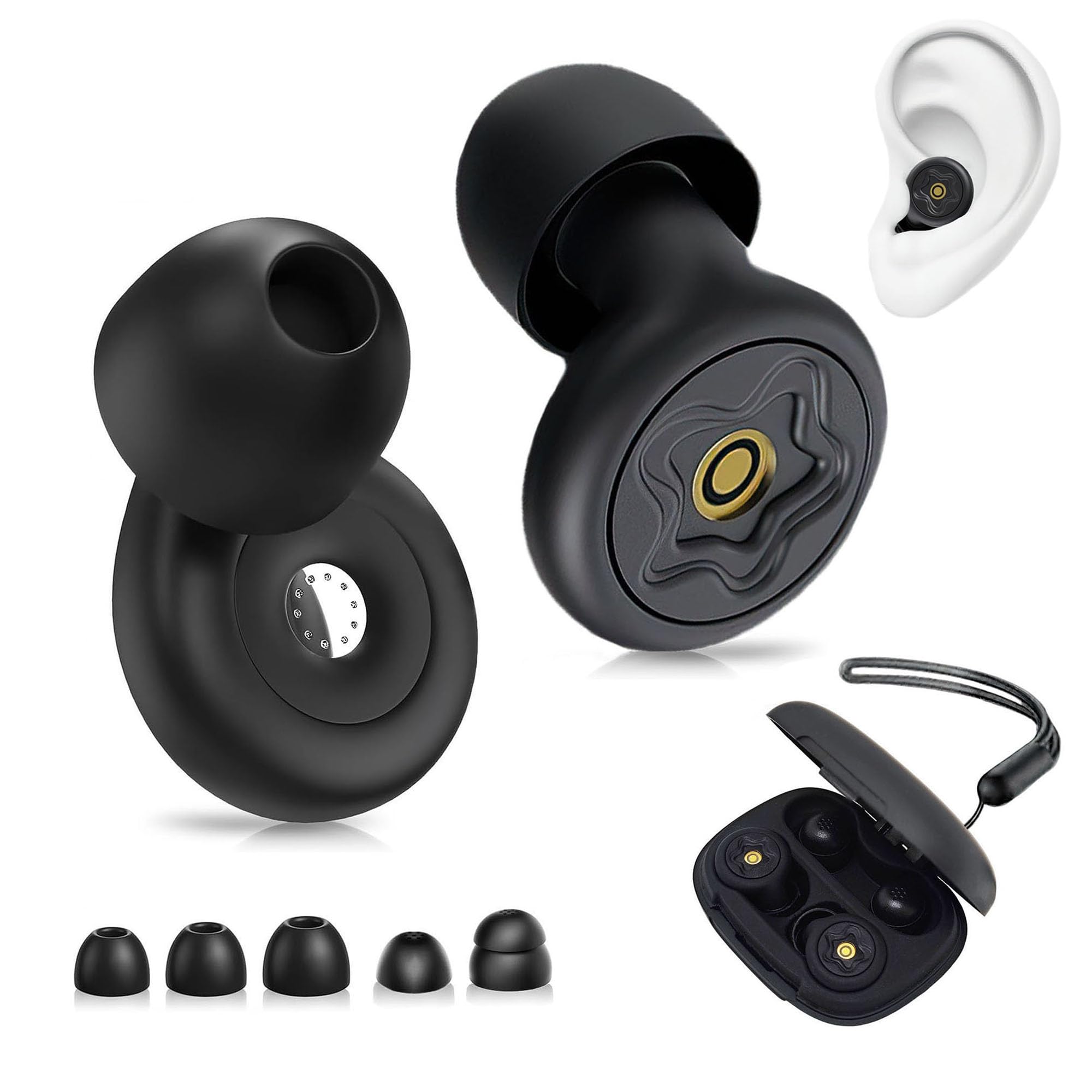 

Полные беруши для сна, снижение шума на 50 дБ, наушники для борьбы с шумом и храпом, для живых выступлений, с чехлом для хранения в комплекте, шумоподавление [под наблюдением профессионалов] чёрный