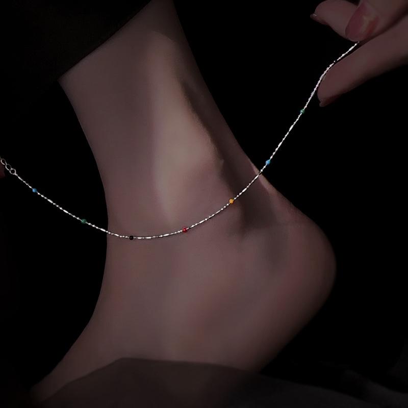 925 Sterling Silver Anklet Dazzling Chain Clear CZ Geometric Elegant For Woman Girl Fashion Jewelry Gift Dropship Wholesale