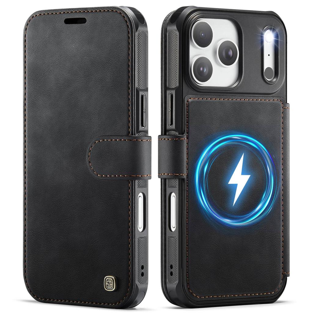 Magnetic Wallet Case for iPhone 17 16 15 14 13 12 Pro Max, PU Leather Flip Cover, RFID Card Holder, Stand, Slim Shockproof Case