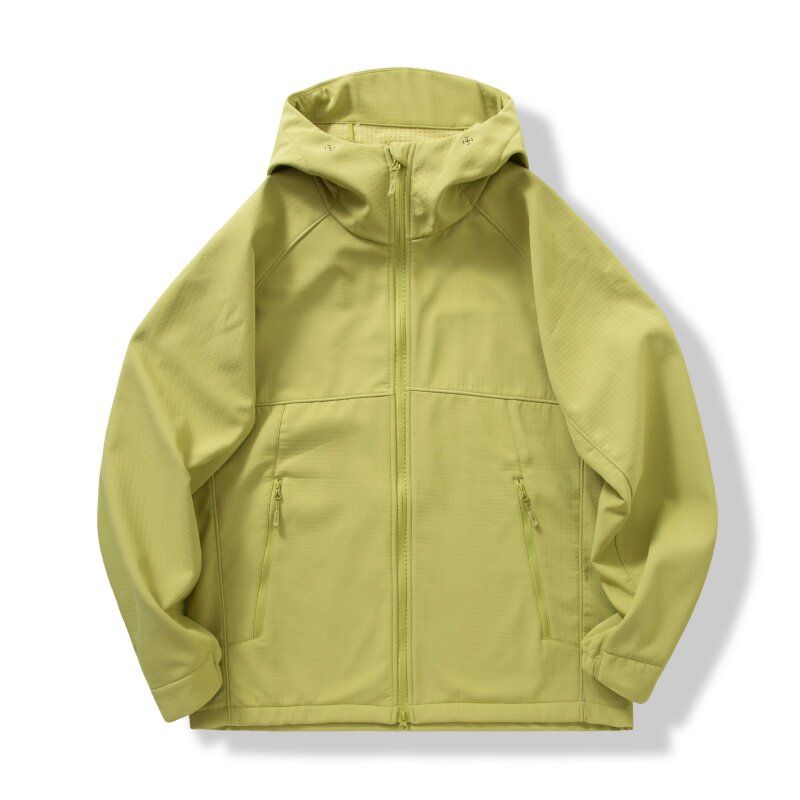Original Foreign Trade Outdoor Autumn and Winter Hooded Fleece-Lined Softshell Jacket for Men and Women, Couple Style, Windproof and Waterproof