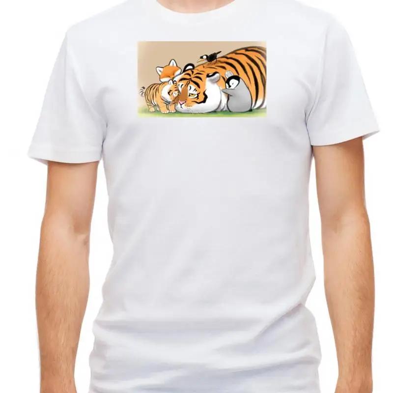 Funny Animals Fat Tiger Short Sleeve White T Shirt Unisex F439