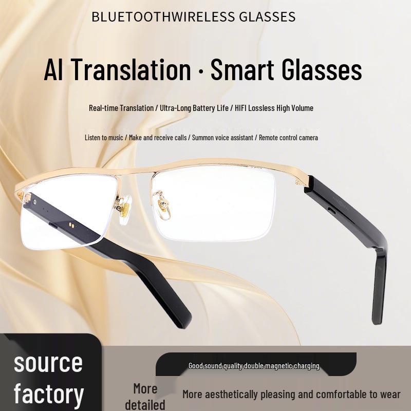 LG12 Smart Bluetooth AI Glasses with UV & Blue Light Protection for Business & Sports