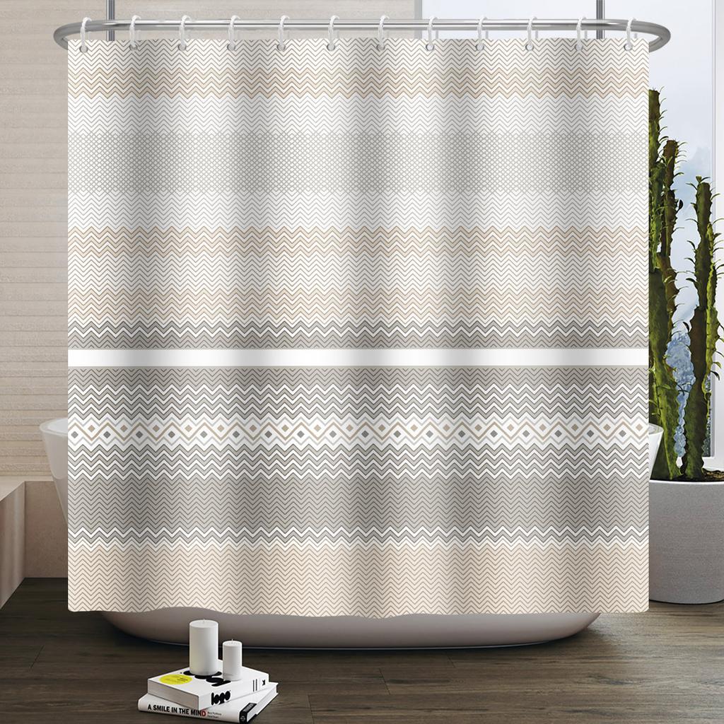 Simple Line Pattern Shower Curtain for Bathroom Waterproof Polyester Fabric Home Decor Bath Curtain Bathtub Partition Screen