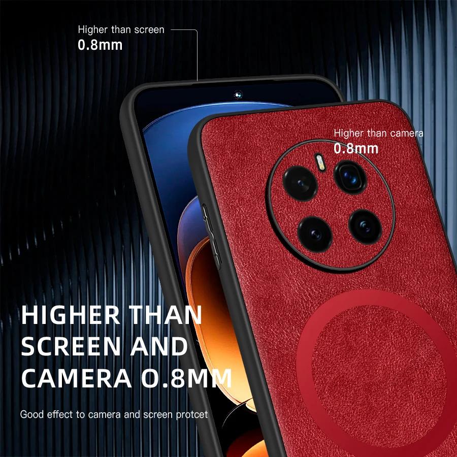 For Honor Magic 7 7 Pro PU Leather Magnetic Ring Soft Edge Anti-Drop Anti-Fingerprint Phone Case