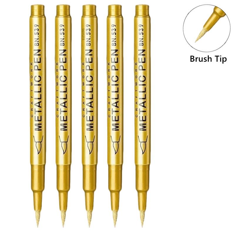 1/10/50Pcs Art Writing Gold Silver White Metallic Paint Pen Set Brush Tip Marker Pen Acrylic Paint Markers Stationery Supplies